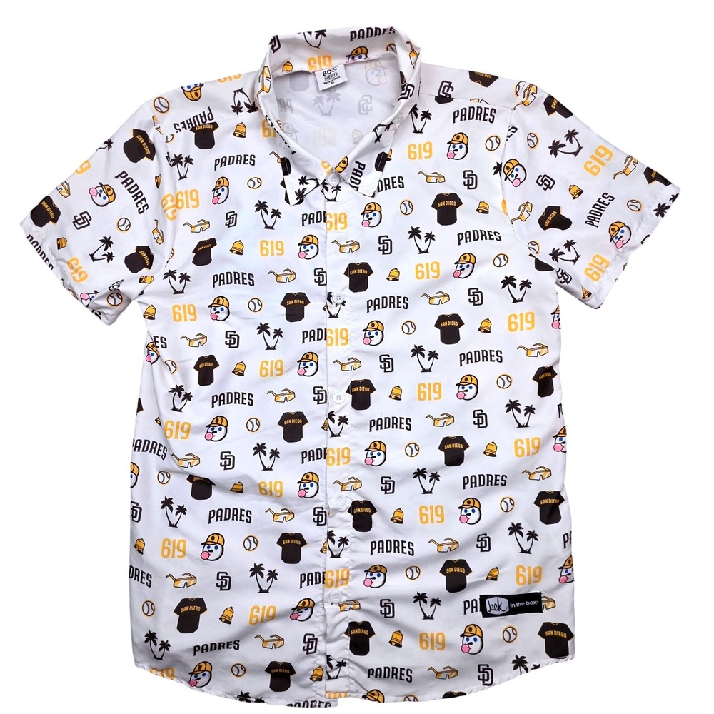 San Diego Padres Jack in the Box Button Down Shirt Mens XL White 619 BDA Sports